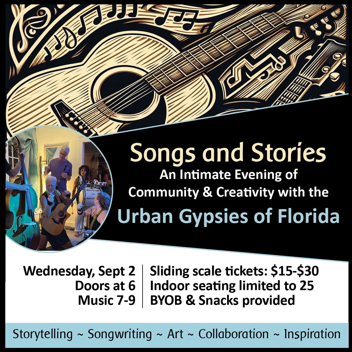 Second Annual Songs & Stories with the Urban Gypsies of Florida flyer