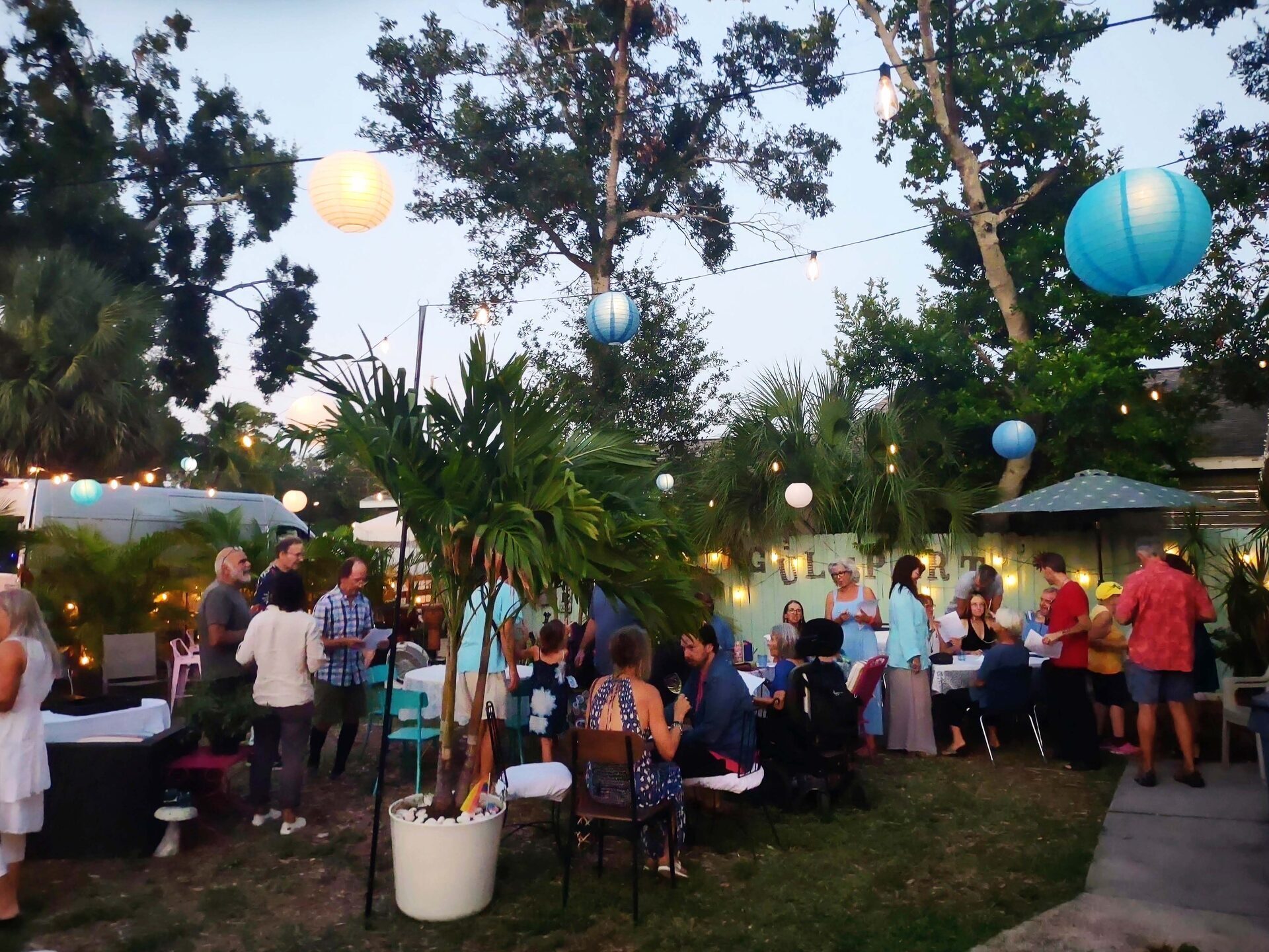 Guests enjoying a garden party at WonderWorks